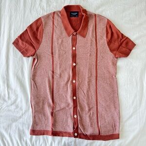 Abercrombie & Fitch Burnt Orange Knit Button-Down Polo